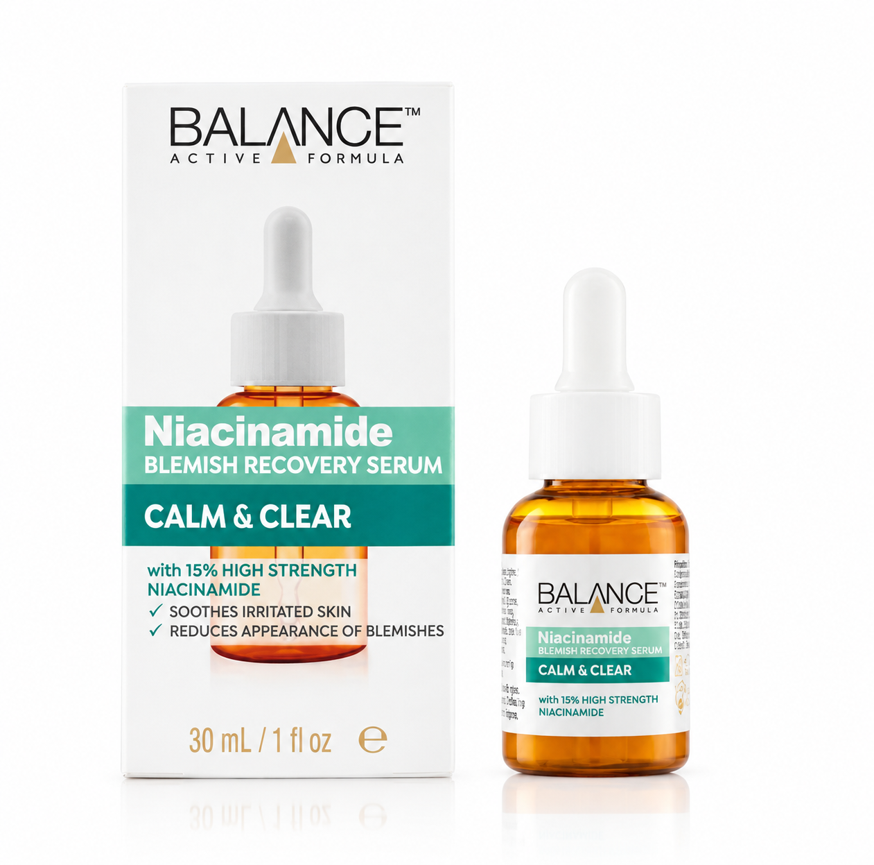 سرم ضد جوش و روشن‌کننده بالانس مدل Niacinamide با 15% نیاسینامید، مناسب برای انواع پوست، حجم 30 میلی‌لیتر